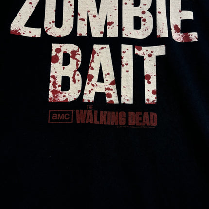 OutOf10 black The Walking Dead crew neck t-shirt featuring a distressed Zombie Bait graphic with blood splatter