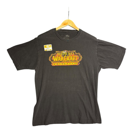 OutOf10 black cotton crewneck t-shirt featuring the World of Warcraft Cataclysm logo graphic on the front