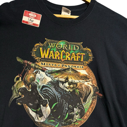 OutOf10 black World of Warcraft Mists of Pandaria graphic t-shirt featuring a Pandaren monk print on a crew-neck tee.