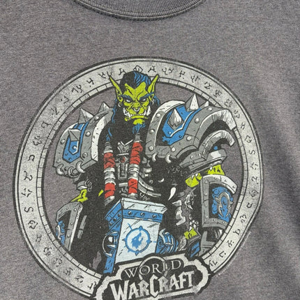 OutOf10 charcoal grey World of Warcraft crewneck t-shirt featuring a detailed Orc warrior graphic print.