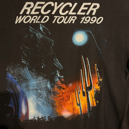 OutOf10 vintage black ZZ Top Recycler World Tour 1990 cotton t-shirt with desert graphic print on the back