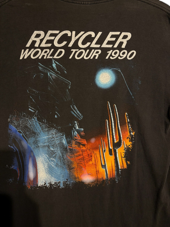 OutOf10 vintage black ZZ Top Recycler World Tour 1990 cotton t-shirt with desert graphic print on the back